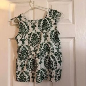 Green and White Sleeveless Top, sz XS